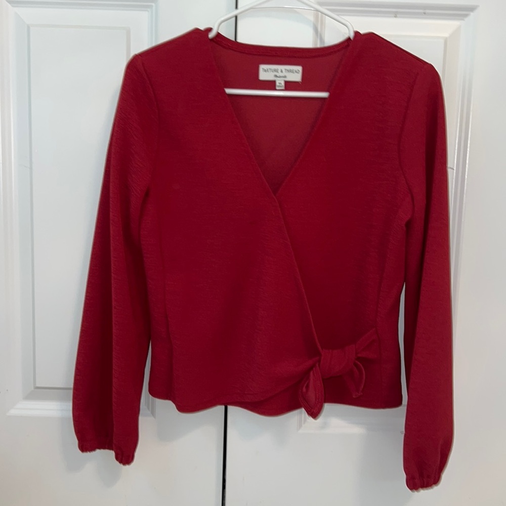 Red long sleeve Madewell blouse